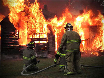 Firefighters Battle Structure Fire